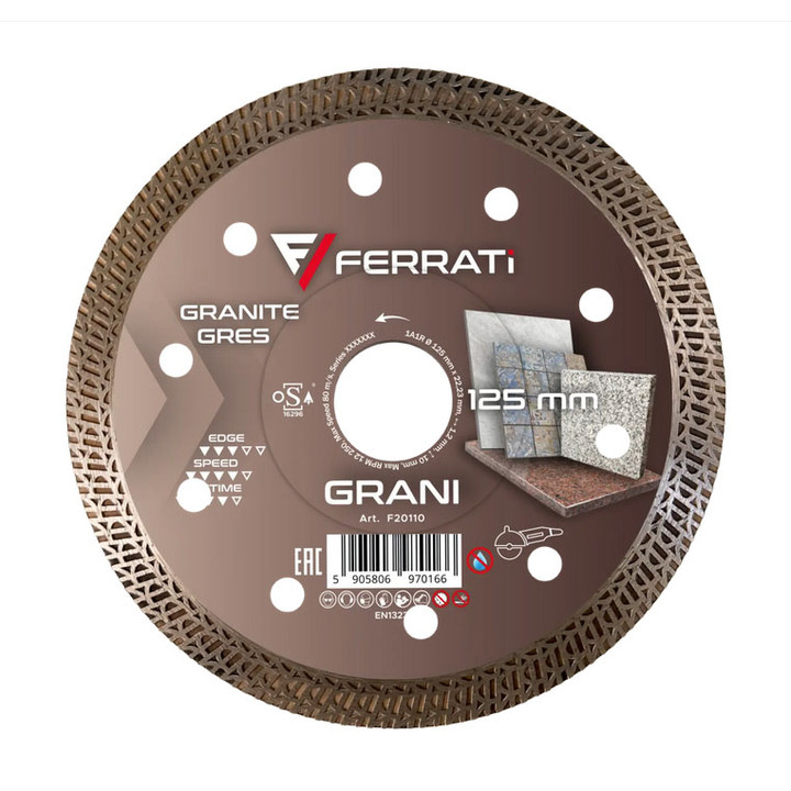 Tarcza Diamentowa Ferrati GRANI 125mm do Szybkiego Cięcia Twardych Materiałów