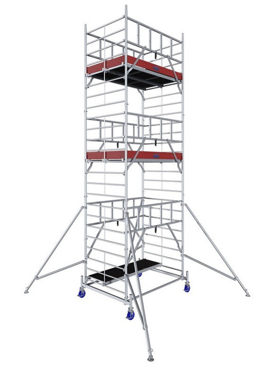 Aluminiowe rusztowanie jezdne o poszerzonej konstrukcji ProTec XXL - wys. robocza 7.30 m - Nowa Norma