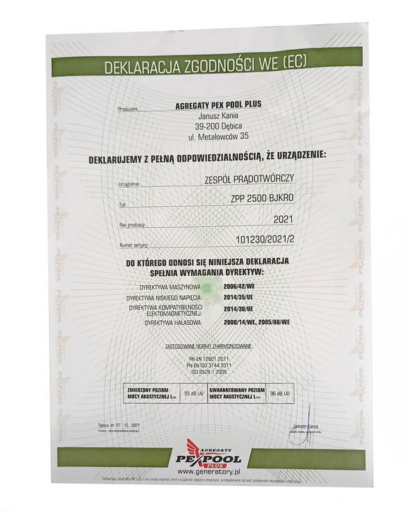 Agregat prądotwórczy ZPP2500BJKRO 2,2 kVA