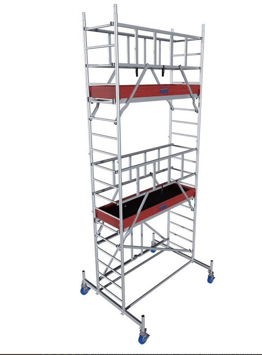 Aluminiowe rusztowanie jezdne ProTec XS - wys. robocza 5.80 m - Nowa Norma