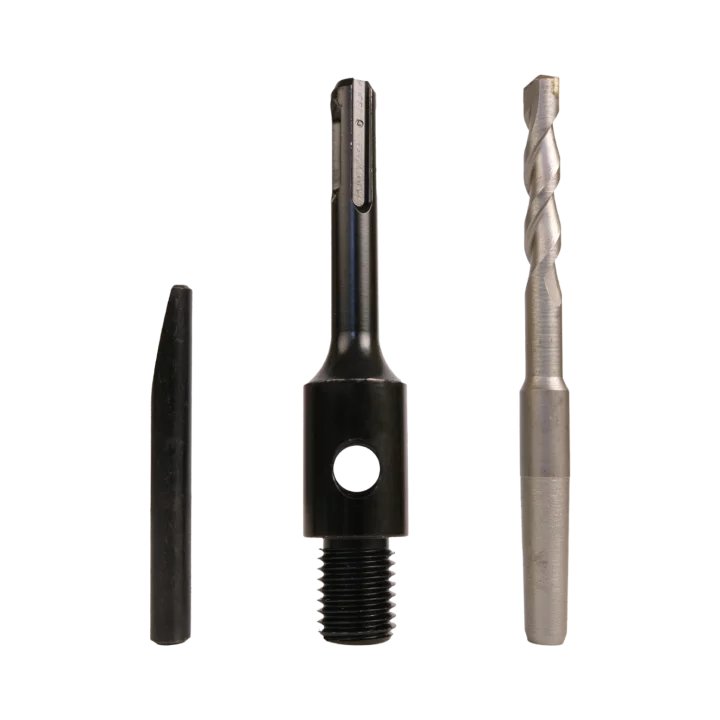 Adapter bezudarowy SDS+/M16 + wiertło prowadzące + klin