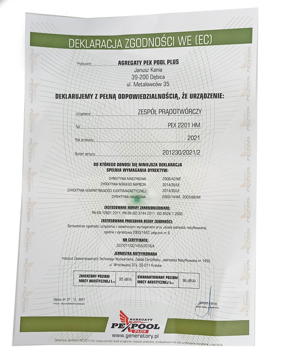 Agregat prądotwórczy PEX 2201HM 2,2 kVA