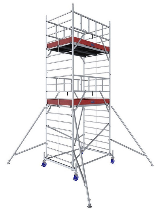 Aluminiowe rusztowanie jezdne o poszerzonej konstrukcji ProTec XXL - wys. robocza 6.30 m - Nowa Norma