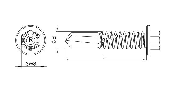 Wkręt samowiercący do metalu, stali RS-K12 REISSER 8x38 100 szt