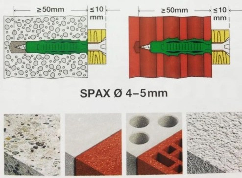 Kołki dyble 6x45, typ SD, 50 sztuk