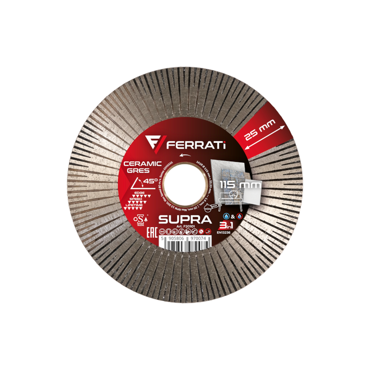 Tarcza diamentowa tnąca i szlifująca 115mm SUPRA