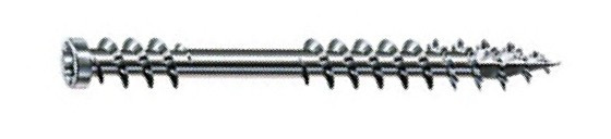 WKRĘT DO DESKI TARASOWEJ SPAX D, ŚR. 4,5 MM, GŁÓWKA CYLINDRYCZNA, GNIAZDO TX 20, GWINT DOCIĄGAJĄCY, SZPIC 4 CUT, POWŁOKA ANTYKOROZYJNA WIROX, DREWNO MIĘKKIE, 300 SZTUK