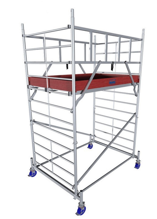 Aluminiowe rusztowanie jezdne o poszerzonej konstrukcji ProTec XXL - wys. robocza 4.30 m - Nowa Norma