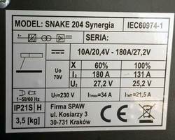 Spawarka inwerterowa MAGNUM Snake 204 SYNERGIA DIGITAL 180A #101