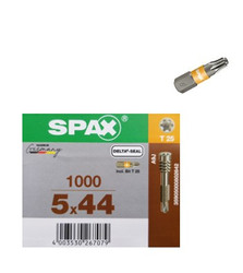 WKRĘT DO DESKI TARASOWEJ SPAX D FEX, ŚR. 5,0 MM, GŁÓWKA CYLINDRYCZNA, GNIAZDO TX 25, GWINT DOCIĄGAJĄCY, SZPIC NAWIERCAJĄCY, POWŁOKA DELTA-SEAL, DREWNO MIĘKKIE, 1000 SZTUK