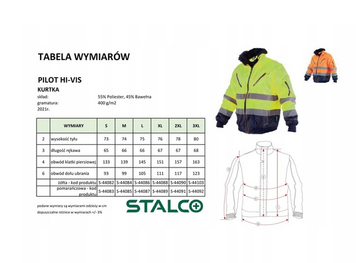 ODBLASKOWA KURTKA PILOTKA POMARAŃCZOWA L STALCO