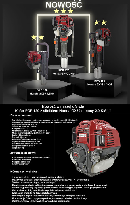 Kafar Spalinowy DPD 120 z Silnikiem Honda GX50