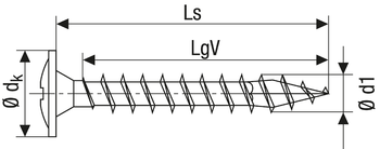 WKRĘT UNIWERSALNY, ŚR. 5,0 MM, GŁÓWKA Z PODKŁADKĄ, GNIAZDO PZ 2, SZPIC 4CUT, GWINT PEŁNY, POWŁOKA ANTYKOROZYJNA WIROX, 1000 SZTUK