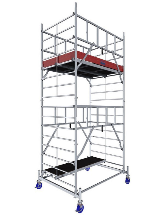 Aluminiowe rusztowanie jezdne o poszerzonej konstrukcji ProTec XXL - wys. robocza 5.30 m - Nowa Norma