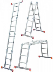 Dwustronna drabina przegłubowa MultiMatic - 4 x 3 szczeble z platformą