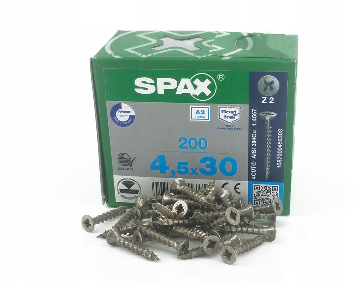 Wkręty SPAX Nierdzewne A2 4,5x30mm (200 szt.)