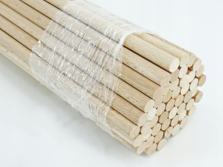 Drążki meblowe, kołki bukowe gładkie Fi 10 mm, 100 cm, 10 sztuk