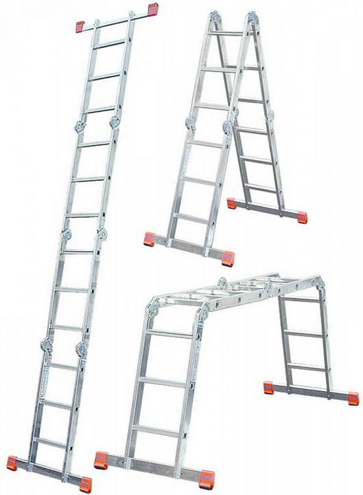 Dwustronna drabina przegłubowa MultiMatic - 4 x 3 szczeble z platformą