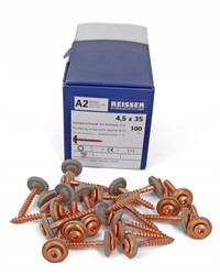 Wkręty farmerskie miedziowane z podkładką Reisser 4,5x35 stal nierdzewna A2 100 szt