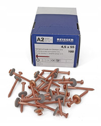 Wkręty farmerskie miedziowane z podkładką Reisser 4,5x55 stal nierdzewna A2 100 szt